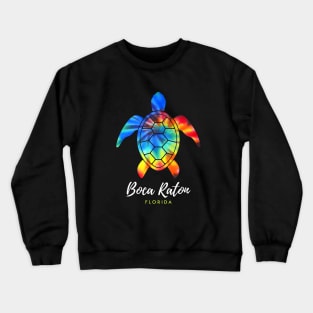 Boca Raton Florida Sea Turtle Conservation Tie Dye Crewneck Sweatshirt